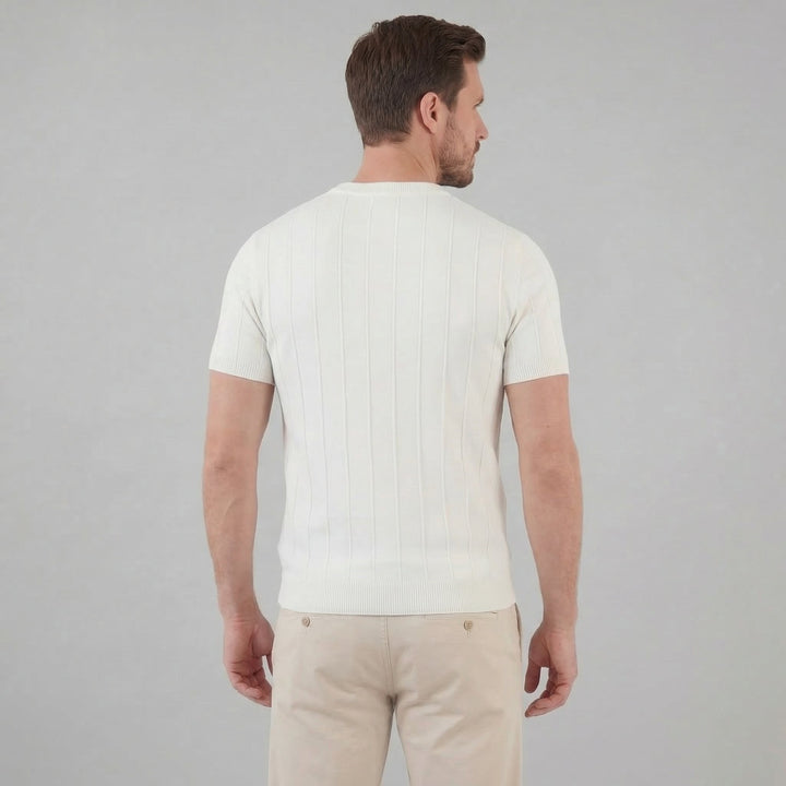 Herre Ribbet Strikke Kortærmet T-Shirt