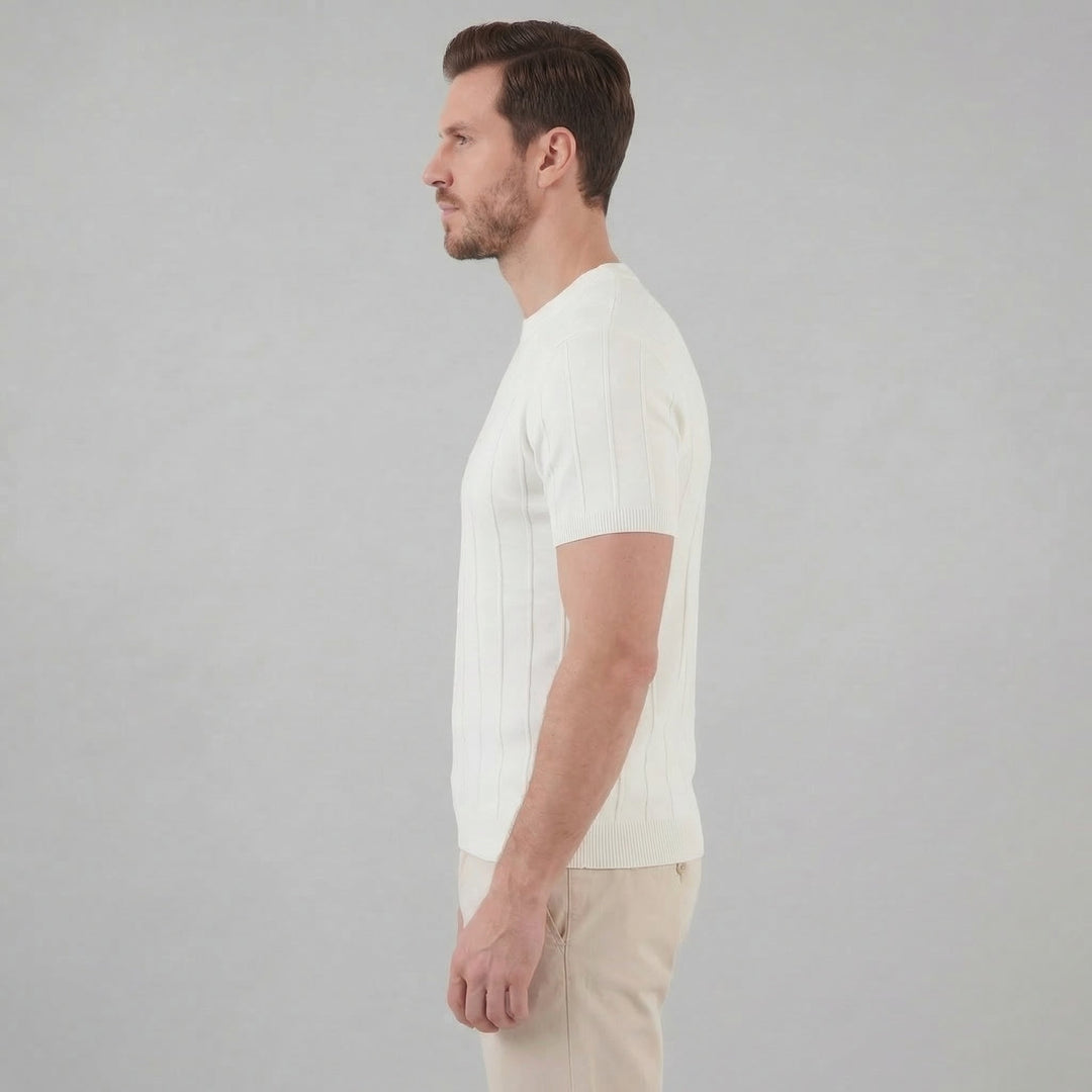 Herre Ribbet Strikke Kortærmet T-Shirt