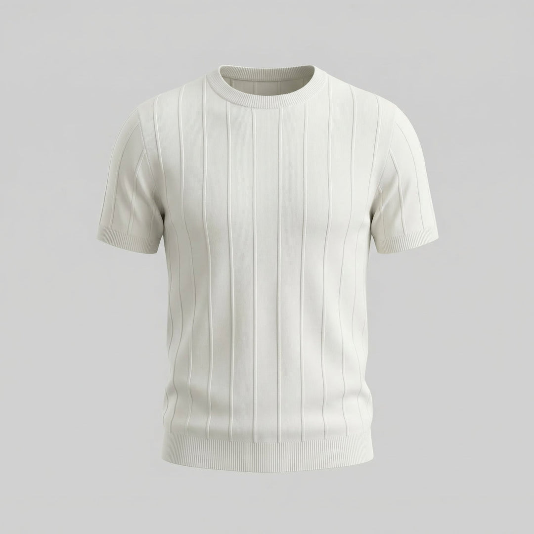 Herre Ribbet Strikke Kortærmet T-Shirt