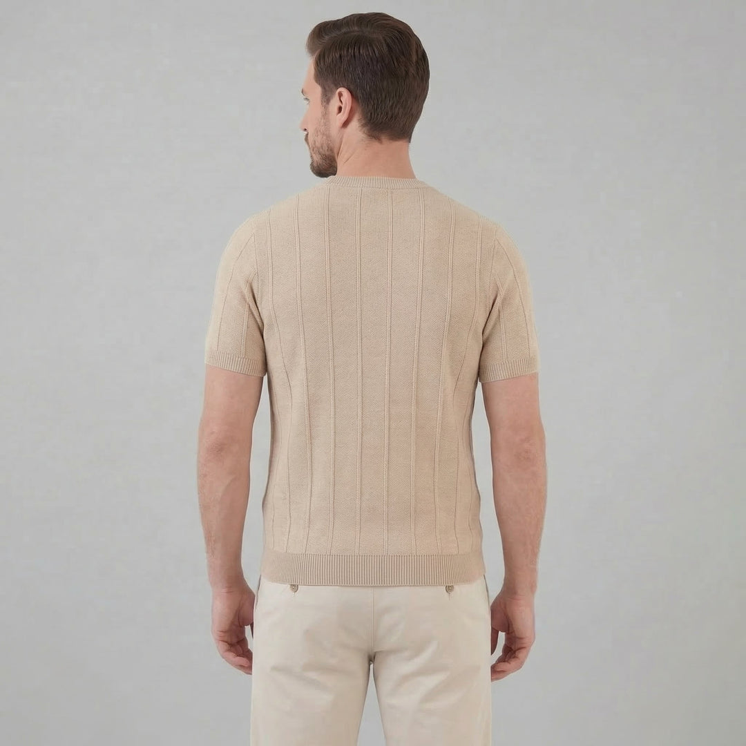 Herre Ribbet Strikke Kortærmet T-Shirt