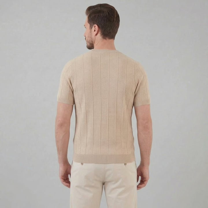 Herre Ribbet Strikke Kortærmet T-Shirt