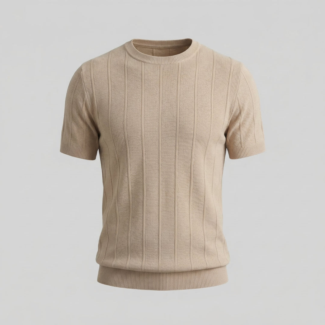 Herre Ribbet Strikke Kortærmet T-Shirt