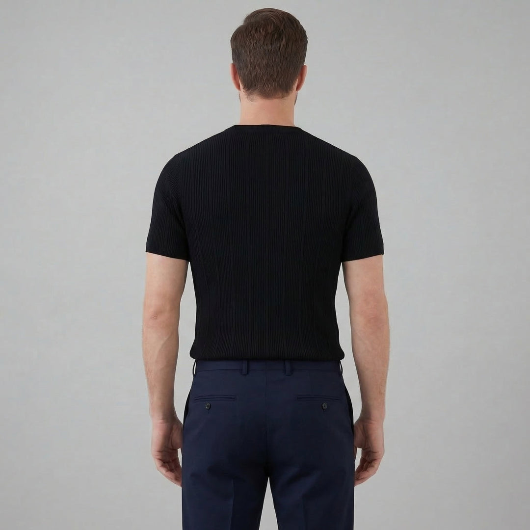 Herre Ribbet Strikke Kortærmet T-Shirt