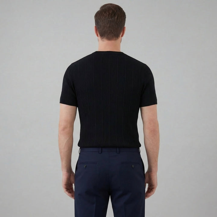 Herre Ribbet Strikke Kortærmet T-Shirt