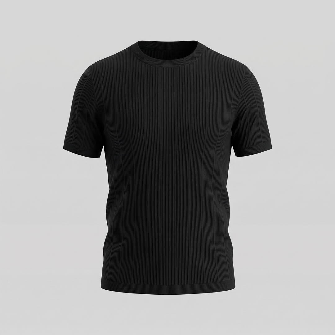 Herre Ribbet Strikke Kortærmet T-Shirt