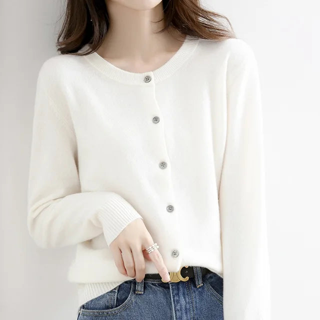 Dame Blød-Strik Kashmir Knapper-Op Cardigan