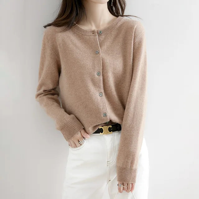 Dame Blød-Strik Kashmir Knapper-Op Cardigan