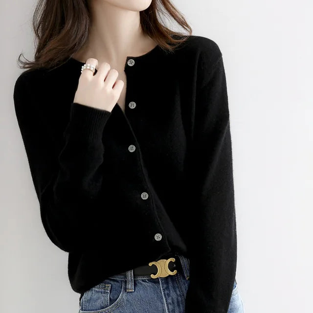 Dame Blød-Strik Kashmir Knapper-Op Cardigan
