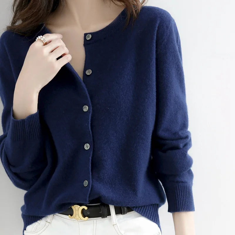 Dame Blød-Strik Kashmir Knapper-Op Cardigan