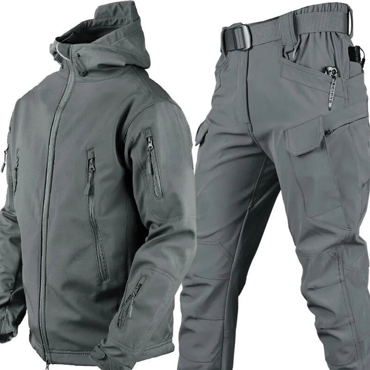 Ensemble de plein air pour homme résistant à l’eau | Veste et pantalon doublés en polaire