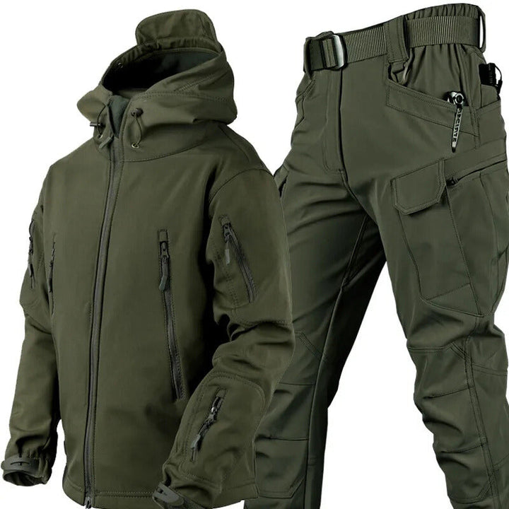 Ensemble de plein air pour homme résistant à l’eau | Veste et pantalon doublés en polaire