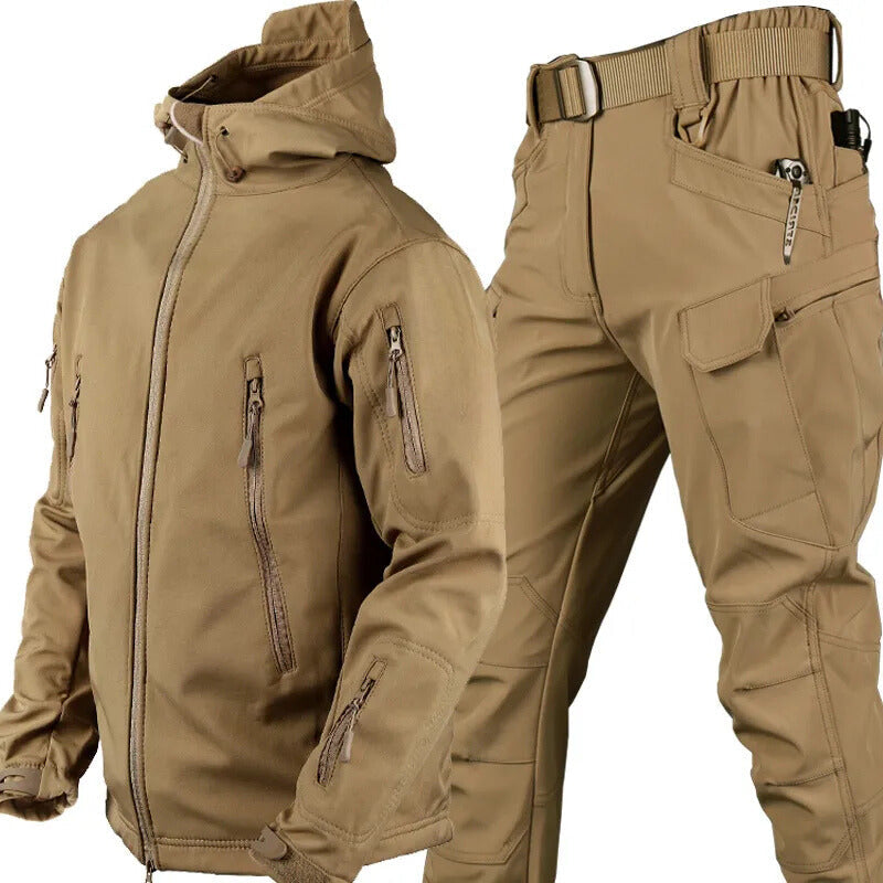 Ensemble de plein air pour homme résistant à l’eau | Veste et pantalon doublés en polaire
