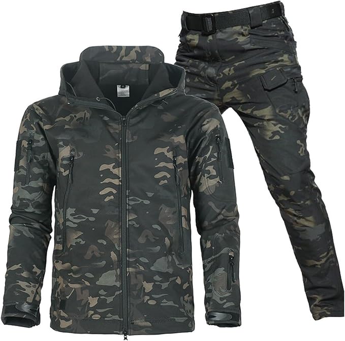 Ensemble de plein air pour homme résistant à l’eau | Veste et pantalon doublés en polaire
