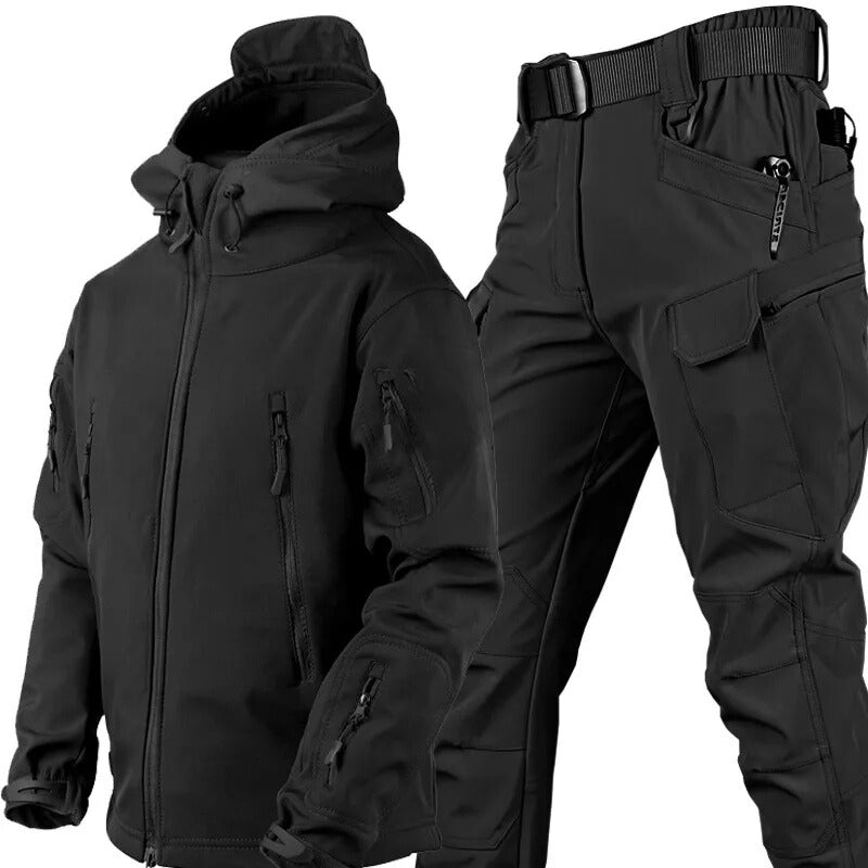 Ensemble de plein air pour homme résistant à l’eau | Veste et pantalon doublés en polaire