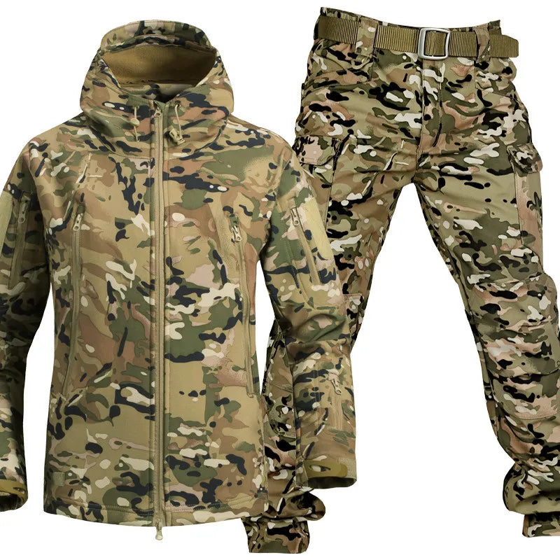 Ensemble de plein air pour homme résistant à l’eau | Veste et pantalon doublés en polaire